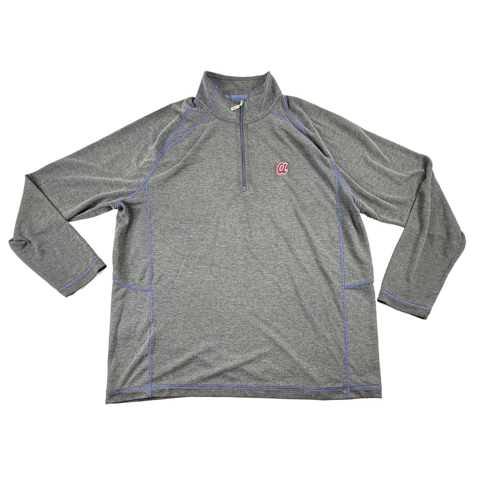 Tommy Bahama Atlanta‎ Braves 1/4 Zip Pullover Gray Blue Mens XL